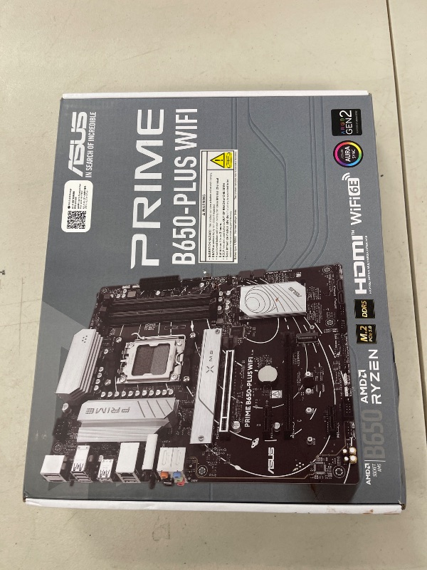 Photo 1 of ASUS Prime B650-PLUS WiFi AMD B650 AM5 Ryzen™ Desktop 9000 8000 & 7000 ATX Motherboard, DDR5, PCIe 5.0 M.2, 2.5Gb LAN, WiFi 6E, HDMI™, SATA 6 Gbps, USB Type-C®, BIOS Flashback™, Thunderbolt™ 4 Header