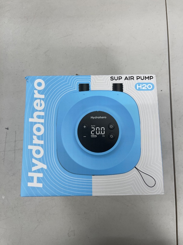Photo 1 of Hydrohero Electric Paddle Board Pump, Rechargeable 20PSI High Pressure SUP Pump, Intelligent Dual Stage Inflation & Deflation, Auto-Off for Stand Up Paddle Boards, Surfing Kite, Tent, Boat (Blue)