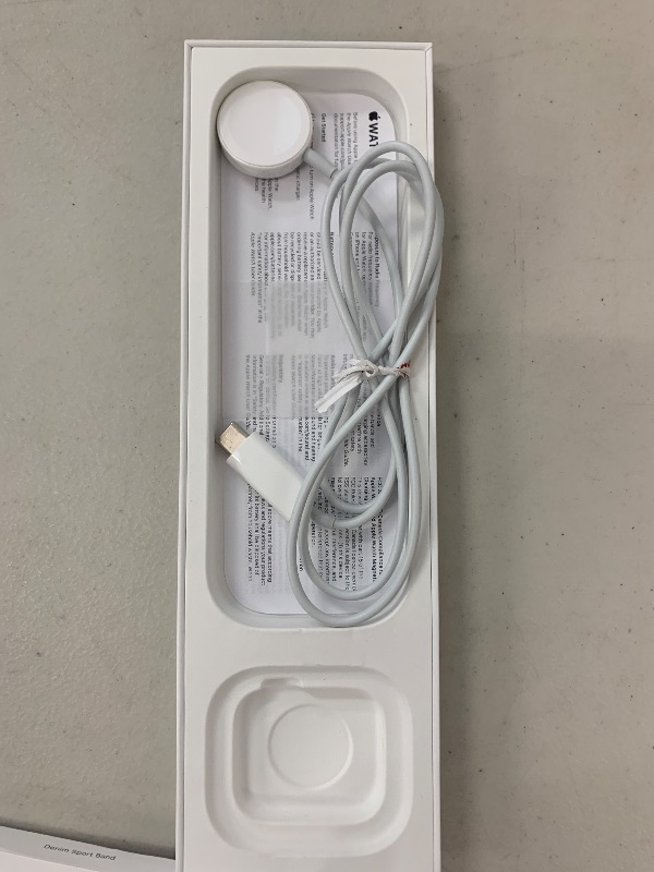 Photo 1 of Apple Watch SE (2nd Gen) [GPS + Cellular 40mm] Smartwatch with Silver Aluminum Case with Denim Sport Band S/M. Fitness and Sleep Trackers, Crash Detection, Heart Rate Monitor, Retina Display