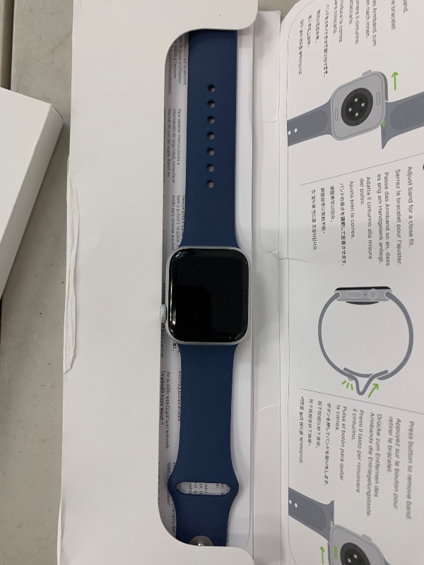 Photo 1 of Apple Watch SE (2nd Gen) [GPS + Cellular 40mm] Smartwatch with Silver Aluminum Case with Denim Sport Band S/M. Fitness and Sleep Trackers, Crash Detection, Heart Rate Monitor, Retina Display