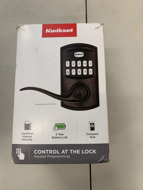 Photo 1 of Kwikset SmartCode 917 Keypad Keyless Entry Traditional Residential Electronic Lever Deadbolt Alternative with Tustin Door Handle and SmartKey Security, Venetian Bronze