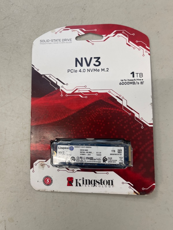 Photo 1 of Kingston NV3 1TB M.2 2280 NVMe SSD | PCIe 4.0 Gen 4x4 | Up to 6000 MB/s | SNV3S/1000G