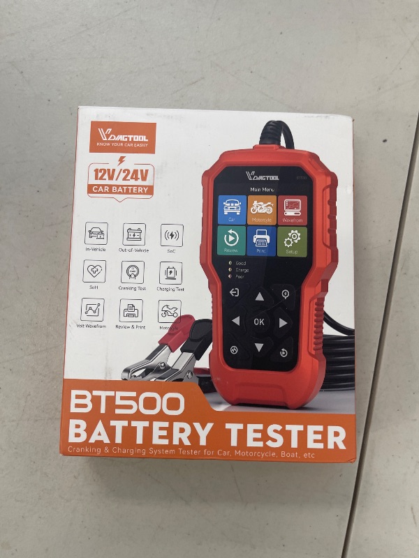 Photo 1 of Car Battery Tester 6V 12V 24V VDIAGTOOL BT500, 5-3000 CCA Battery Load Tester, Starter Alternator Tester Automotive Charging Cranking System Analyzer for Car Truck Motorcycle SUV ATV Boat