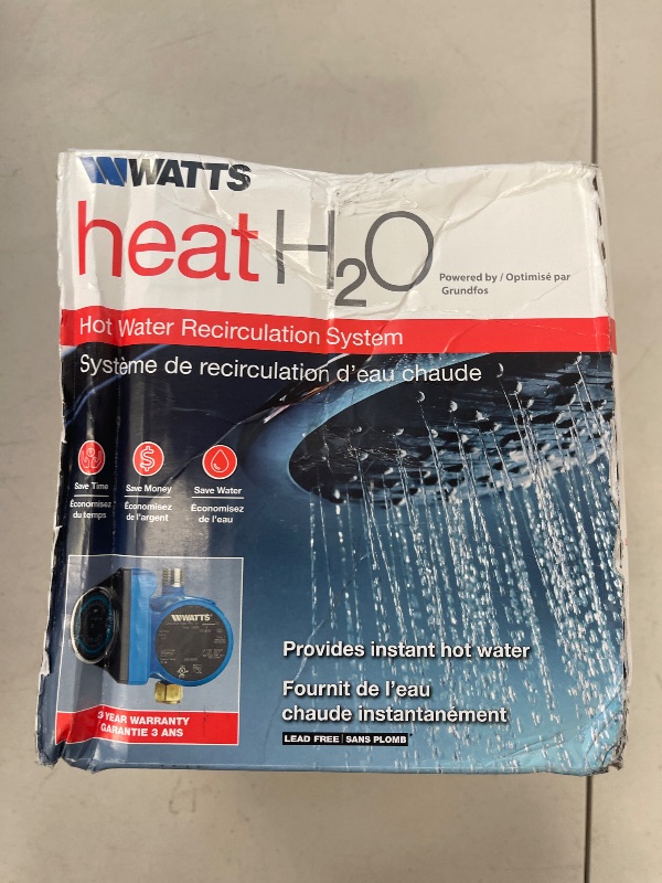 Photo 1 of Watts Heat H2O Hot Water Recirculation System w/Programmable Timer, Instant Hot Water, 3 Year Warranty, Pump, 2 Adapters, Sensor Valve, Mounting Screws, 2 Supply Lines, Easy DIY Install (0955805)