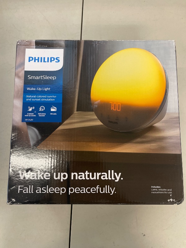 Photo 1 of Philips SmartSleep Wake-up Light, Colored Sunrise and Sunset Simulation, 5 Natural Sounds, FM Radio & Reading Lamp, Tap Snooze, HF3520/60