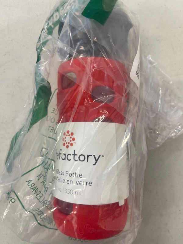 Photo 1 of Lifefactory 12-Ounce BPA-Free Glass Water Bottle with Classic Cap and Protective Silicone Sleeve, Apple Red