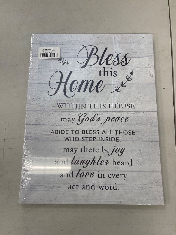 Photo 1 of New Home Religious Wall Art Bless This Home Canvas Print with Inspirational Quote Framed Artwork Painting for Rustic Wall & Tabletop Decor Housewarming Gifts