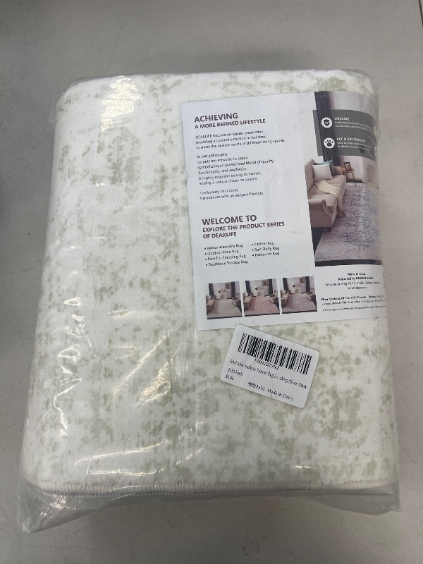 Photo 1 of DEAXLife Washable Area Rug for Living Room - Stain Resistant Urtla Thin Rugs with Non Slip Rubber Backing - Indoor Floor Carpet for Dining Room Home Office Dorm (Green/White, 2x10 Feet)
