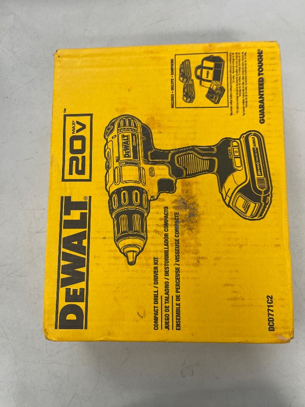 Photo 1 of DEWALT 20V Max Cordless Drill/Driver Kit, 2 Batteries and Charger Included (DCD771C2)