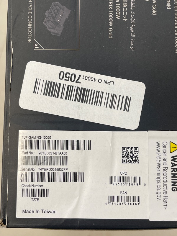 Photo 1 of ASUS TUF Gaming 1000W Gold (1000 Watt, ATX 3.0 Compatible Fully Modular Power Supply, 80+ Gold Certified, Military-Grade Components, Dual Ball Bearing, Axial-tech Fan, PCB Coating, 10 Year Warranty)
