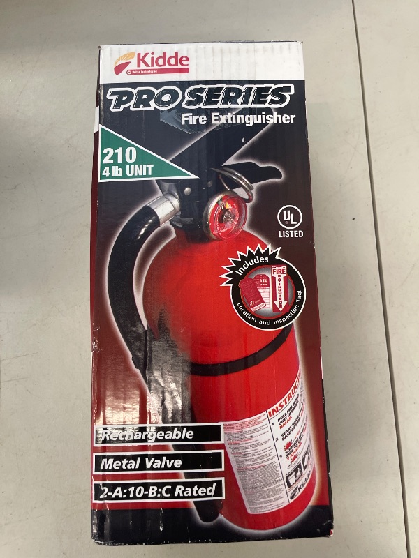 Photo 1 of Kidde Pro 210 2A:10-B:C Fire Extinguisher, Rechargeable, Multi-Purpose for Home & Office, 4 lbs., Mounting Bracket Included , Red