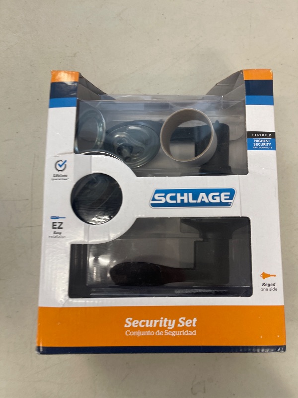 Photo 1 of Schlage FB50N G Acc 622 Single Cylinder Deadbolt and Keyed Entry Accent Lever, Matte Black