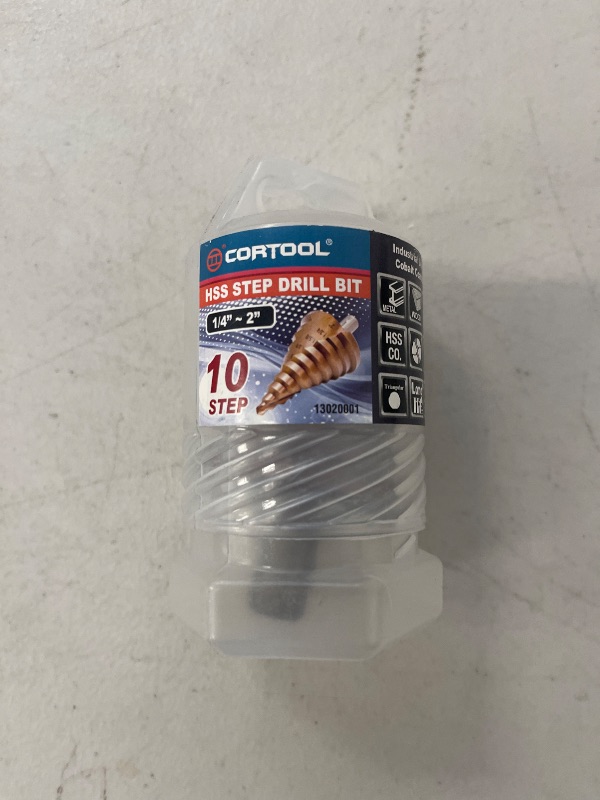Photo 1 of CORTOOL 2-Inch HSS Spiral Groove Step Drill Bit, 10 Sizes Cobalt Added High Speed Steel 1/4" to 2" Drill Bit for Sheet Aluminium Metal Wood, Big Multiple Hole Stepped Up Bit for DIY Lovers