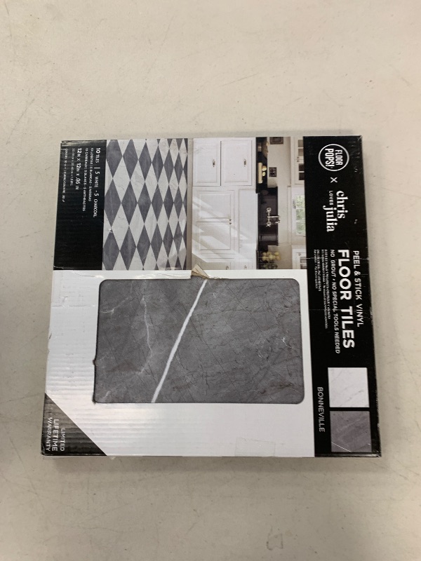 Photo 1 of FloorPops x Chris Loves Julia 12-in by 12-in Bonneville Grey & White Marble Peel & Stick Floor Tiles, FP4421