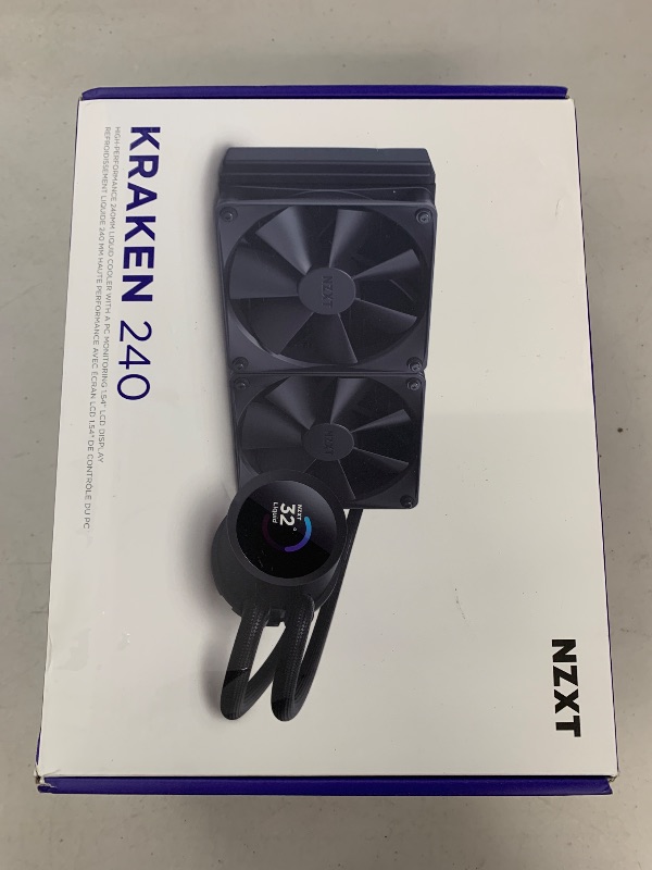Photo 1 of NZXT Kraken 240 - RL-KN-240-B1 - 240mm AIO CPU Liquid Cooler - Customizable 1.54" Square LCD Display for Images, Performance Metrics and More - High-Performance Pump - 2 x F120P Fans - Black