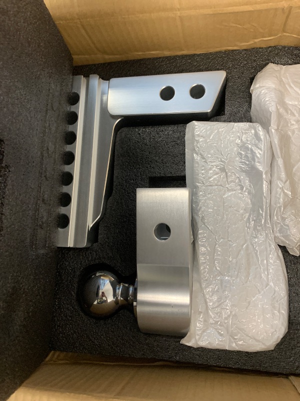 Photo 1 of Adjustable Trailer Hitch for 2-Inch Receiver – 6-Inch Drop/Rise, Heavy-Duty Dual 2” & 2-5/16” Tow Balls, Rated 12,500 LBS GTW, Aluminum Build with 2 Anti-Theft Lock Pins, Silver