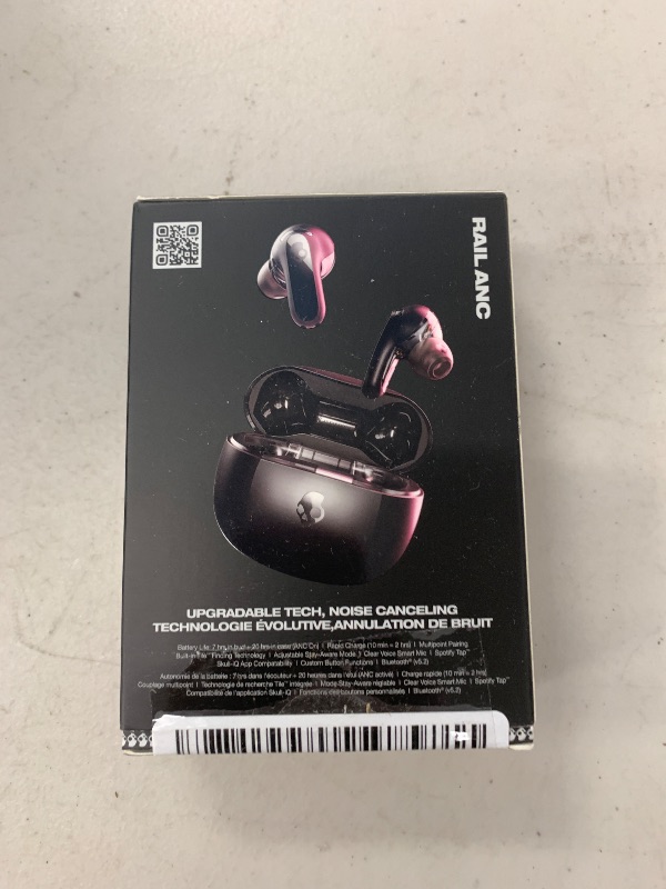 Photo 1 of Skullcandy Rail ANC Wireless Earbuds, Bluetooth Headphones, Active Noise Cancelling, Up to 38 Hours Battery, Microphone for iPhone Android, Customizable via Skull-iQ App - True Black