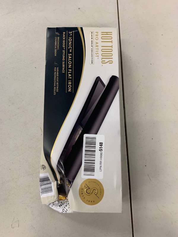 Photo 1 of HOT TOOLS Pro Artist Black Gold Ionic 1 Inch Flat Iron - Use as Straightener for Sleek Straight Hair or Use Rounded Edges for Shiny Curls and Waves, Stylist-Preferred Styles