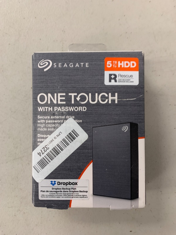 Photo 1 of Seagate One Touch, 5TB, Password Activated Hardware encryption, Portable External Hard Drive, Portable External Hard Drive, PC, Notebook & Mac, USB 3.0, Space Gray (STKZ5000404)