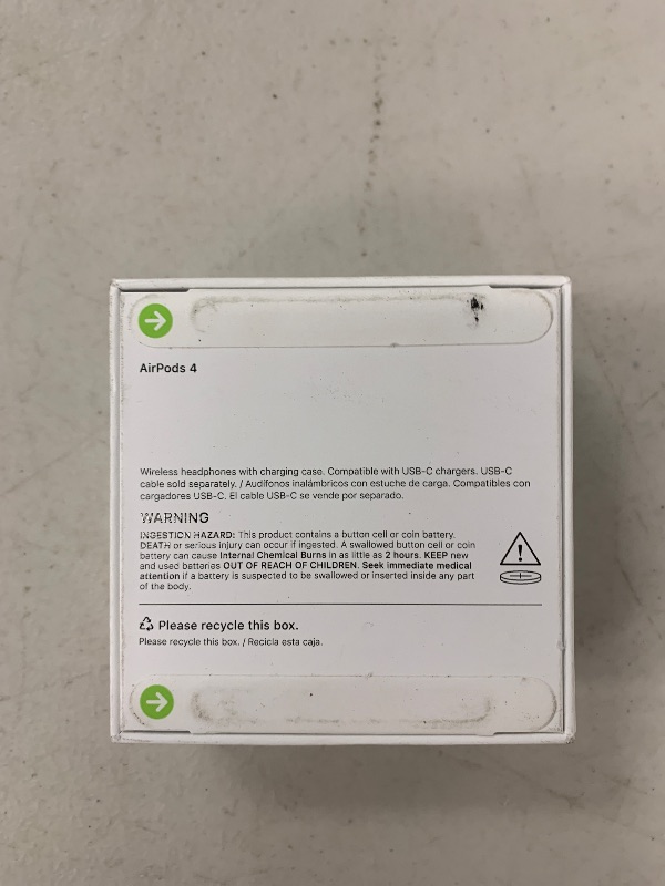 Photo 1 of Apple AirPods 4 Wireless Earbuds, Bluetooth Headphones, Personalized Spatial Audio, Sweat and Water Resistant, USB-C Charging Case, H2 Chip, Up to 30 Hours of Battery Life, Effortless Setup for iPhone