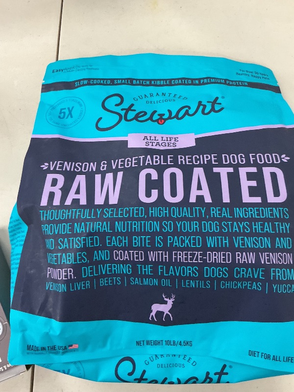 Photo 1 of Stewart Raw Coated Dog Food, Venison & Vegetable Recipe, 10 Pound Bag, Freeze Dried Venison Powder Coating