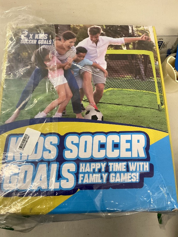 Photo 1 of X-UMEUS Kids Soccer Goals for Backyard Set of 2, 6x4 ft Portable Pop Up Goal Training Equipment with Ball, Ladder and Cones, Nets Youth Toddler Outdoor Sports Games Optic Yellow