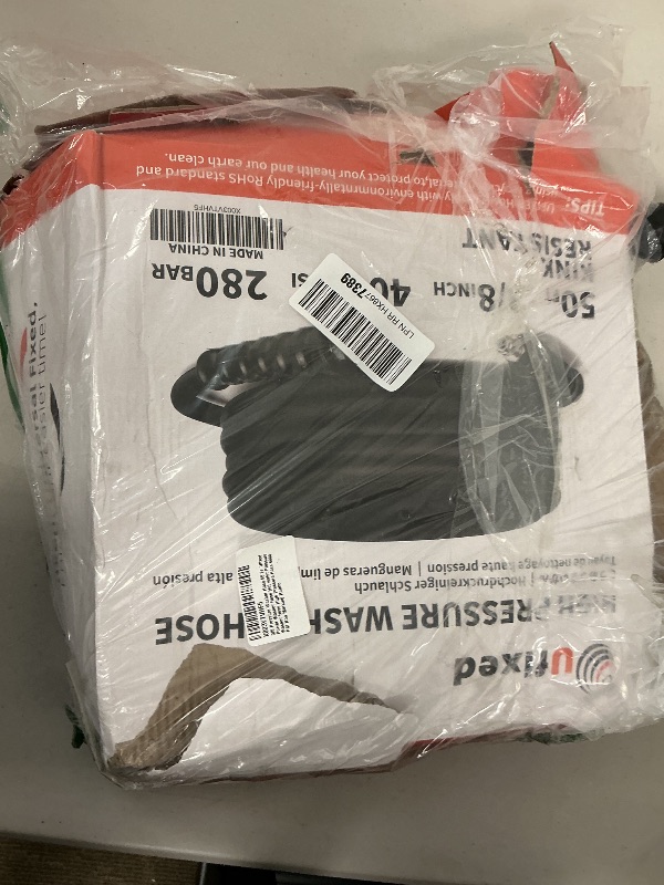 Photo 1 of 3/8 Pressure Washer Hose 50 Ft, Ufixed Power Washer Hose Hot water Pressure Washer Hose High Pressure Hose 4000 PSI Non Marking Rubber Jacket Brass Fittings