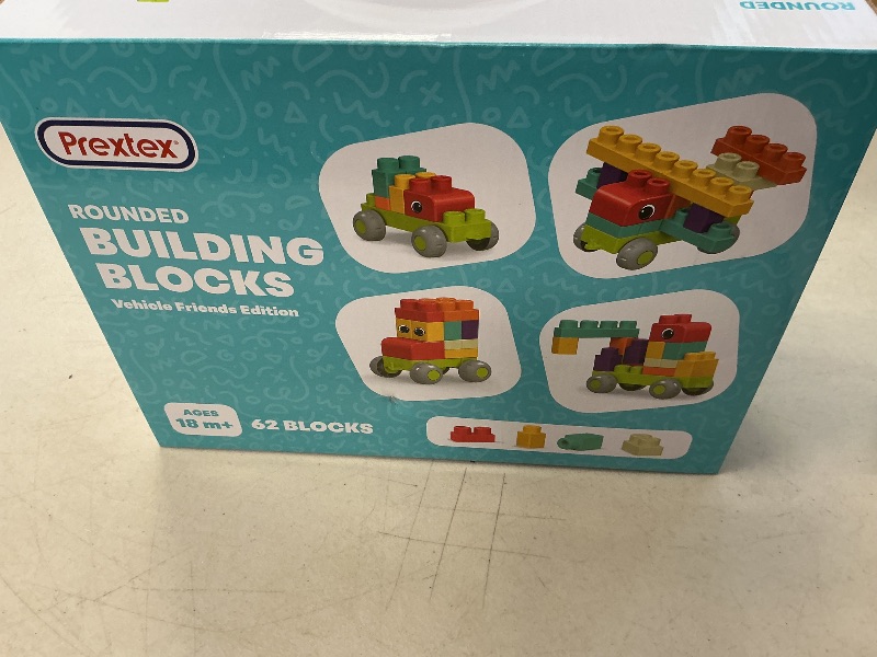Photo 1 of PREXTEX Soft Building Blocks for Toddlers 18 Months and up- 62-Piece Rounded Multicolored Bricks - Educational Toy - Vehicle Friends Edition for Interactive Family Fun and Creative Play