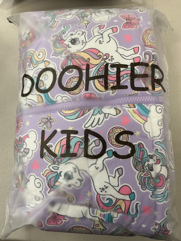 Photo 1 of Girls' Winter Jacket Toddler Hooded Various Cute Prints Baby Girls' Outerwear Skiing Jackets Snow Suits (US, Age, 4 Years, Unicorn Purple)