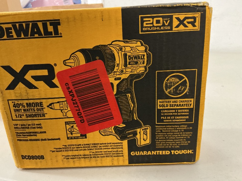 Photo 1 of DEWALT 20V MAX XR Brushless Cordless 1/2 in. Drill/Driver (Tool Only) (DCD801B)