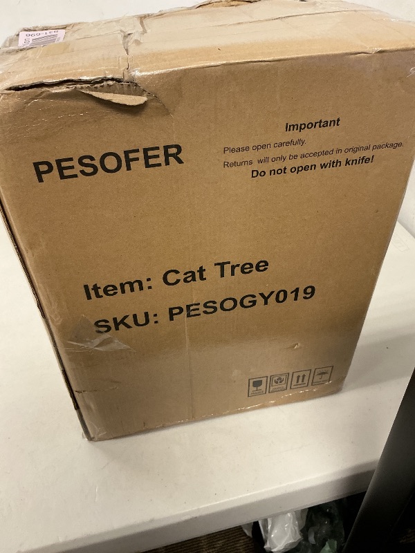 Photo 1 of Pesofer Cat Tree, Small Cat Tower with Sisal Scratching Post and Hammock Light Gray