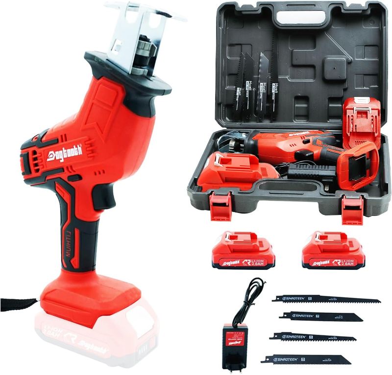 Photo 1 of DOGTOOTH 21V Compact Cordless Saber Reciprocating Saw Set with 2 * 2.0Ah Batteries for Wood & Metal Cutting, Compatible with Makita 18V Battery, include 4* Tool-Free Bladese, Charger