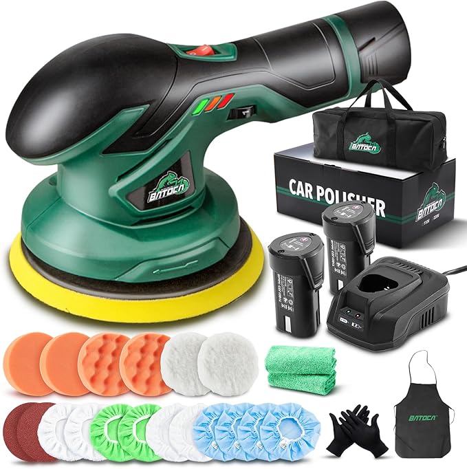 Photo 1 of BATOCA - Cordless Car Buffer Polisher - 2pcs 2.0Ah 12V Lithium-ion Rechargeable Battery Powered Brushless Polisher with 6 Variable Speed, DA Orbital Buffer for Car Detailing, Polishing, Waxing