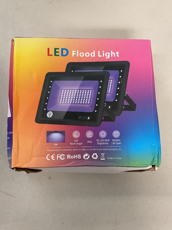 Photo 1 of 2 Pack 100W Black Lights, LED Flood Light with Switch and Plug, IP66 Waterproof Blacklight for Halloween Decoration, Dance Party, Glow in The Dark, Aquarium, Body Paint, Neon Glow, Fluorescent Posters