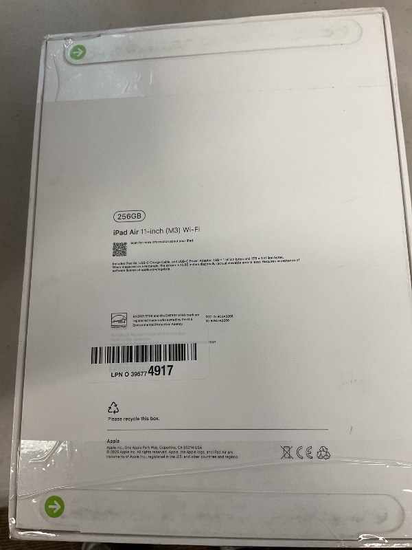 Photo 1 of Apple iPad Air 11-inch with M3 chip Built for Apple Intelligence, Liquid Retina Display, 256GB, 12MP Front/Back Camera, Wi-Fi 6E, Touch ID, All-Day Battery Life — Blue