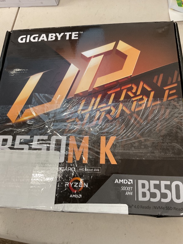 Photo 1 of GIGABYTE B550M K Motherboard, Supports AMD AM4 Ryzen 5000 Processors, Micro-ATX, DDR4, Dual M.2, SATA 6Gb/s, Realtek GbE LAN, PCIe 4.0