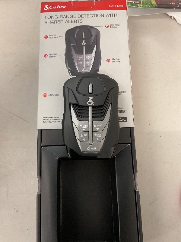 Photo 1 of Cobra RAD 480i Laser Radar Detector – Long Range Detection, Bluetooth, Apple CarPlay and Android Auto Compatible, LaserEye Front and Rear Detection, Digital Signal Processing, Black