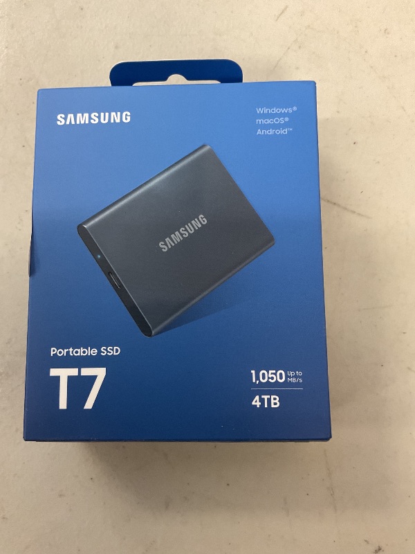Photo 1 of SAMSUNG T7 Portable SSD, 4TB External Solid State Drive, Speeds Up to 1,050MB/s, USB 3.2 Gen 2, Reliable Storage for Gaming, Students, Professionals, MU-PC4T0T/AM, Gray