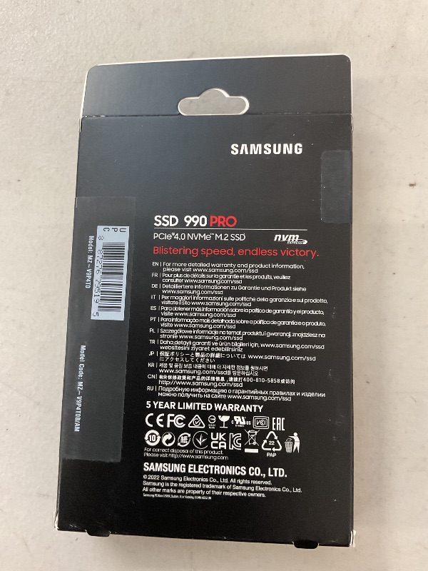 Photo 1 of Samsung 990 PRO SSD 4TB PCIe 4.0 M.2 2280 Internal Solid State Hard Drive, Seq. Read Speeds Up to 7,450 MB/s for High End Computing, Gaming, and Heavy Duty Workstations, MZ-V9P4T0B/AM