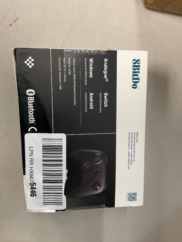 Photo 1 of 8Bitdo 64 Bluetooth Controller for Analogue 3D, Switch, Switch 2, Windows, and Android (Black)
