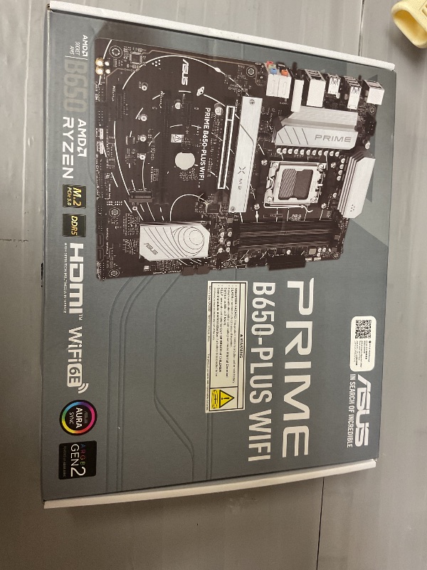 Photo 1 of ASUS Prime B650-PLUS WiFi AMD B650 AM5 Ryzen™ Desktop 9000 8000 & 7000 ATX Motherboard, DDR5, PCIe 5.0 M.2, 2.5Gb LAN, WiFi 6E, HDMI™, SATA 6 Gbps, USB Type-C®, BIOS Flashback™, Thunderbolt™ 4 Header