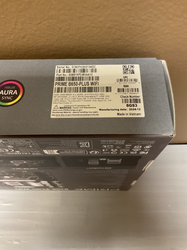 Photo 1 of ASUS Prime B650-PLUS WiFi AMD B650 AM5 Ryzen™ Desktop 9000 8000 & 7000 ATX Motherboard, DDR5, PCIe 5.0 M.2, 2.5Gb LAN, WiFi 6E, HDMI™, SATA 6 Gbps, USB Type-C®, BIOS Flashback™, Thunderbolt™ 4 Header