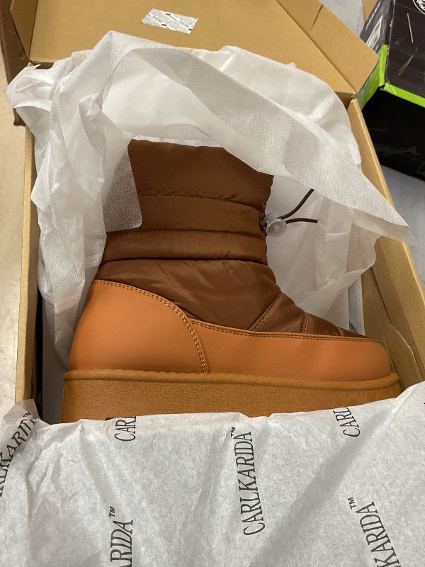 Photo 1 of CARLKARIDA Women's Waterproof Mid-Calf Snow Boots Non-Slip Lace-up Winter Combat Boots