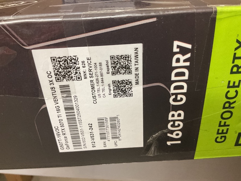 Photo 1 of MSI Gaming RTX 5070 Ti 16G Ventus 3X OC Graphics Card (16GB GDDR7, 256-bit, Extreme Performance: 2497 MHz, DisplayPort x 3 2.1a, HDMI 2.1b, NVIDIA Blackwell Architecture)