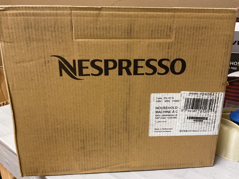 Photo 1 of De'Longhi Nespresso Pixie EN127.S, Fully Automatic Coffee Machine, One-Button Coffee Machine with Multi-Function, Welcome Set Included, Compact Design, 19 Bar Pressure, 1260W, Silver