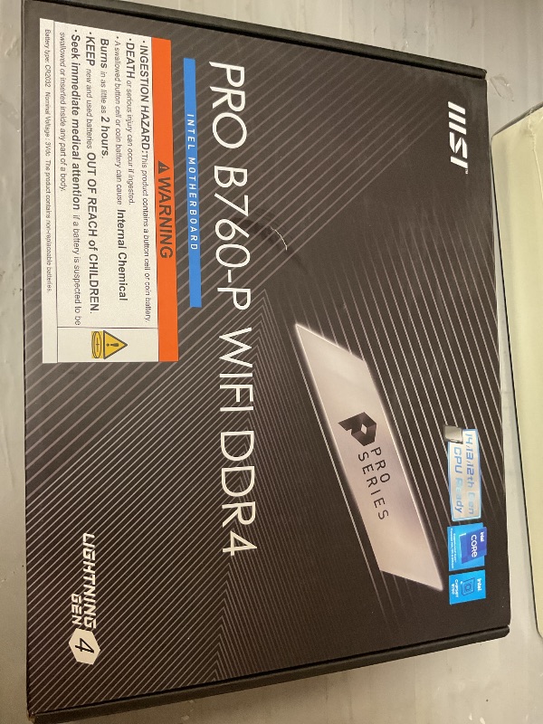 Photo 1 of MSI PRO B760-P WiFi DDR4 ProSeries Motherboard (Supports 12th/13th/14th Gen Intel Processors, LGA 1700, DDR4, PCIe 4.0, M.2, 2.5Gbps LAN, USB 3.2 Gen2, HDMI/DP, Wi-Fi 6E, Bluetooth 5.3, ATX)