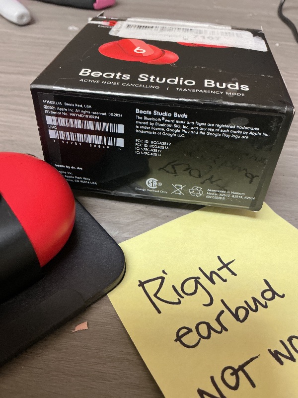 Photo 1 of Beats Studio Buds - True Wireless Noise Cancelling Earbuds - Compatible with Apple & Android, Built-in Microphone, IPX4 Rating, Sweat Resistant Earphones, Class 1 Bluetooth Headphones