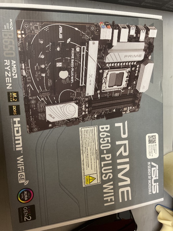 Photo 1 of ASUS Prime B650-PLUS WiFi AMD B650 AM5 Ryzen™ Desktop 9000 8000 & 7000 ATX Motherboard, DDR5, PCIe 5.0 M.2, 2.5Gb LAN, WiFi 6E, HDMI™, SATA 6 Gbps, USB Type-C®, BIOS Flashback™, Thunderbolt™ 4 Header