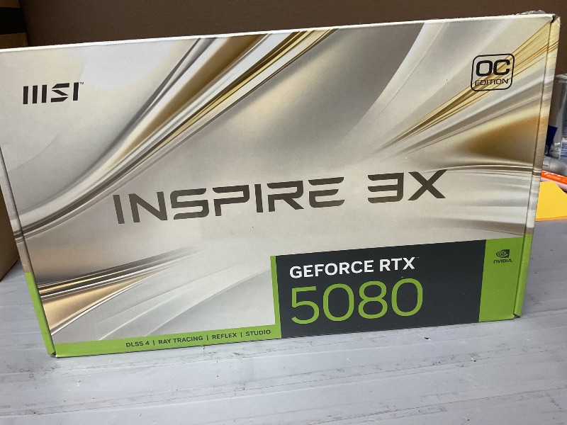 Photo 1 of MSI Gaming RTX 5080 16G Inspire 3X OC Graphics Card (16GB GDDR7, 256-bit, Extreme Clock TBD MHz, DisplayPort x 3 2.1a, HDMI 2.1b, NVIDIA Blackwell Architecture)