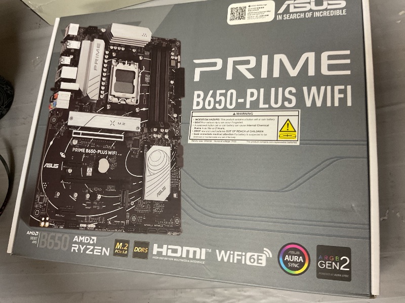 Photo 1 of ASUS Prime B650-PLUS WiFi AMD B650 AM5 Ryzen™ Desktop 9000 8000 & 7000 ATX Motherboard, DDR5, PCIe 5.0 M.2, 2.5Gb LAN, WiFi 6E, HDMI™, SATA 6 Gbps, USB Type-C®, BIOS Flashback™, Thunderbolt™ 4 Header
